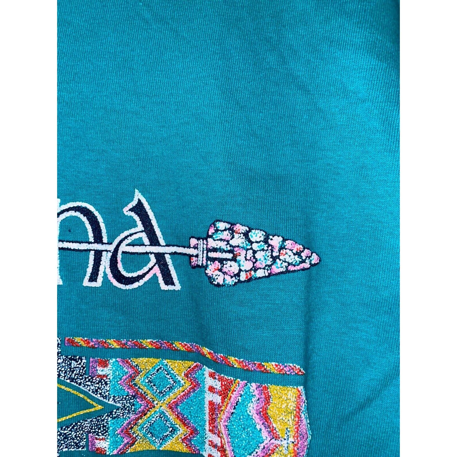 Jerzees Vintage Native American Shirt Montana Teal Tee VTG 90s Large Size US L / EU 52-54 / 3 - 6 Thumbnail