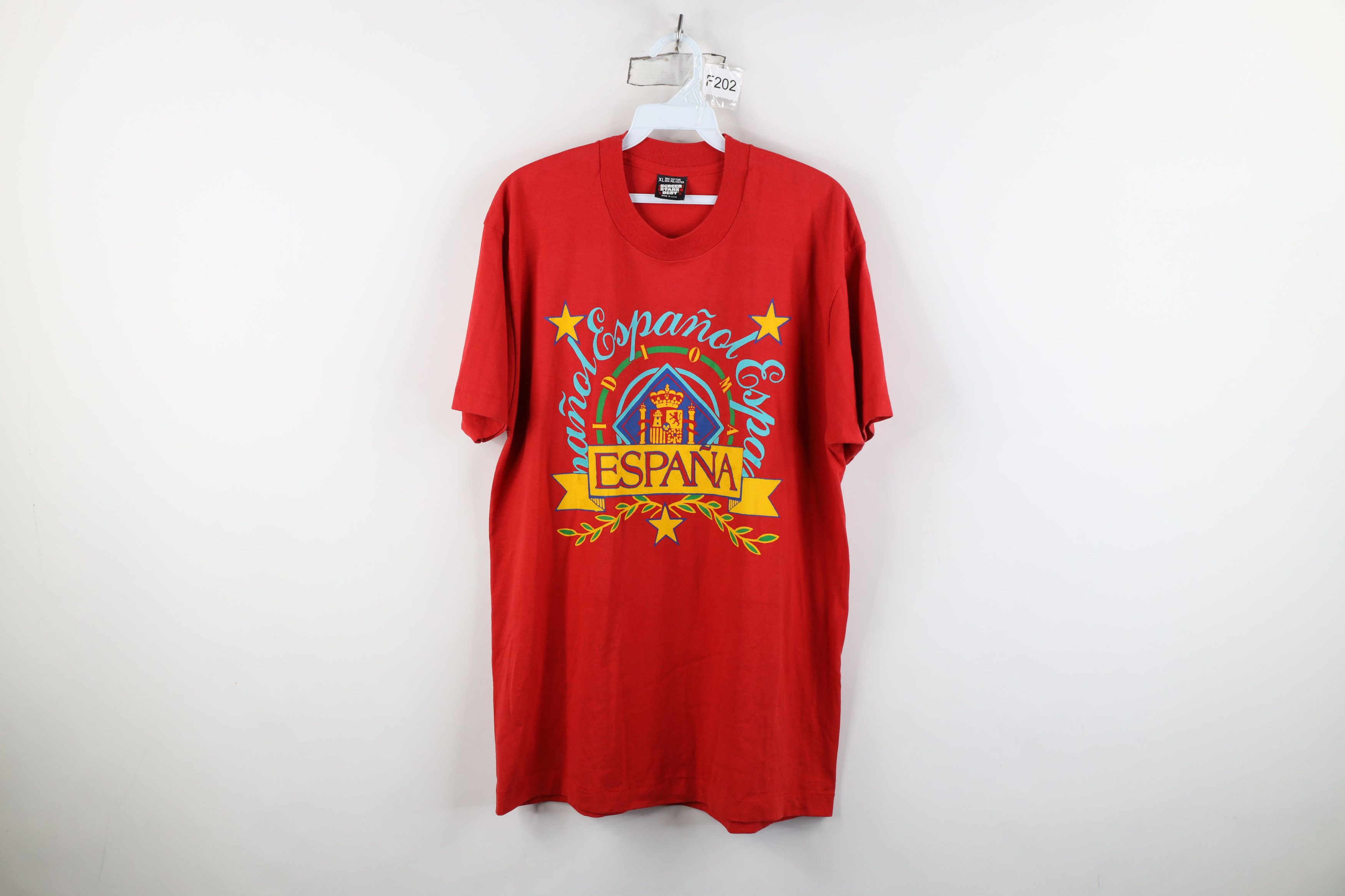 Vintage Vintage 90s Streetwear Spell Espana Spain T-Shirt Red USA Size US XL / EU 56 / 4 - 1 Thumbnail