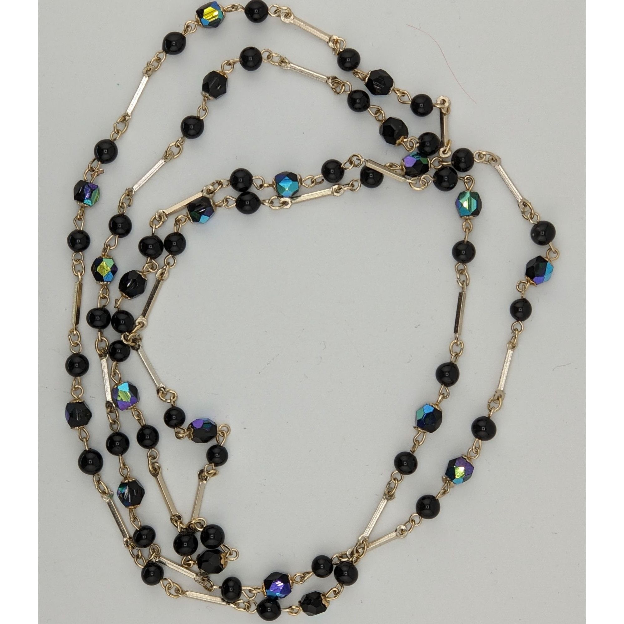 Other Glam Goth Black & Silver-Tone Beaded Necklace With Iridescen Size ONE SIZE - 7 Thumbnail