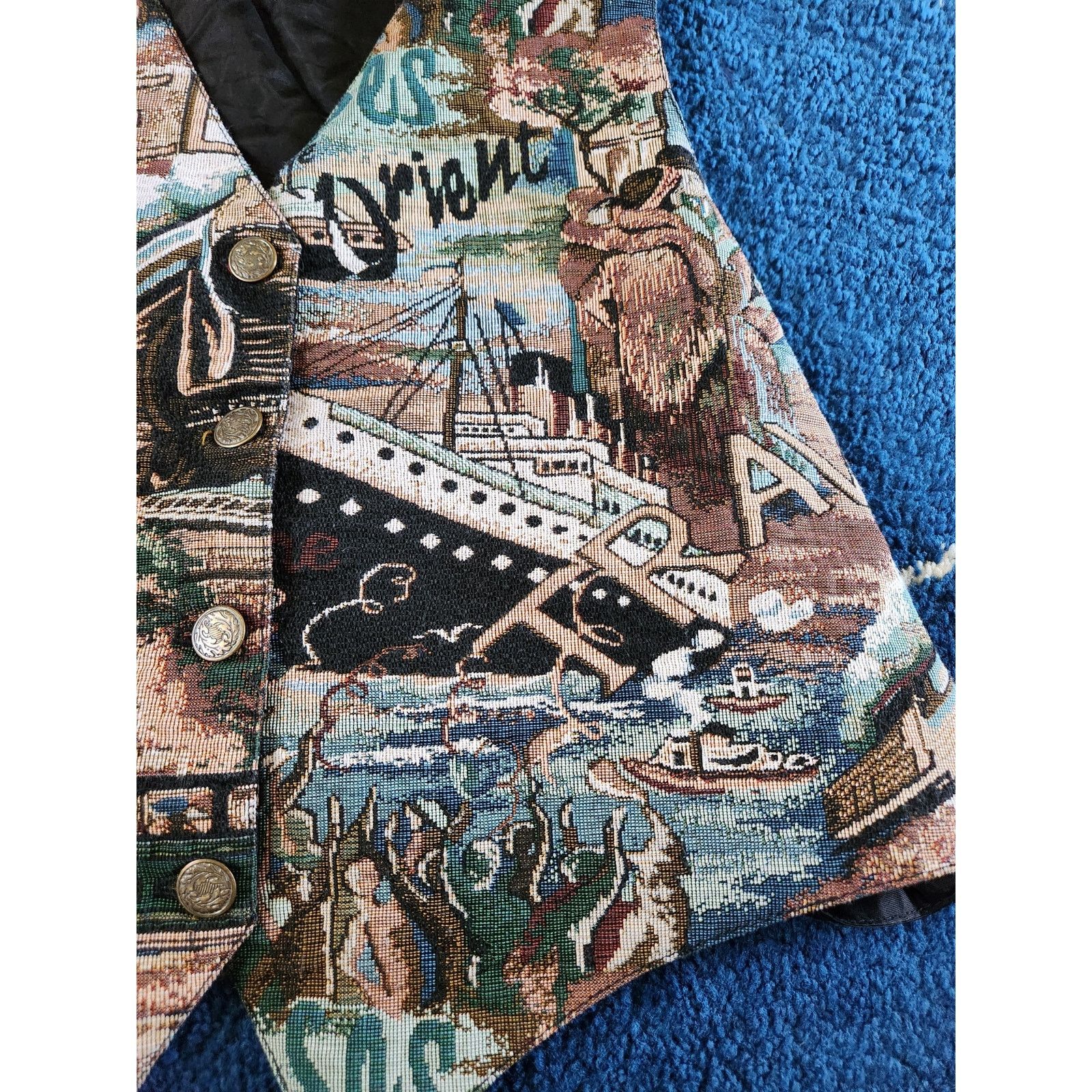 Other Vintage Nadia Tapestry Button Up Vest Lg Size L / US 10 / IT 46 - 3 Thumbnail