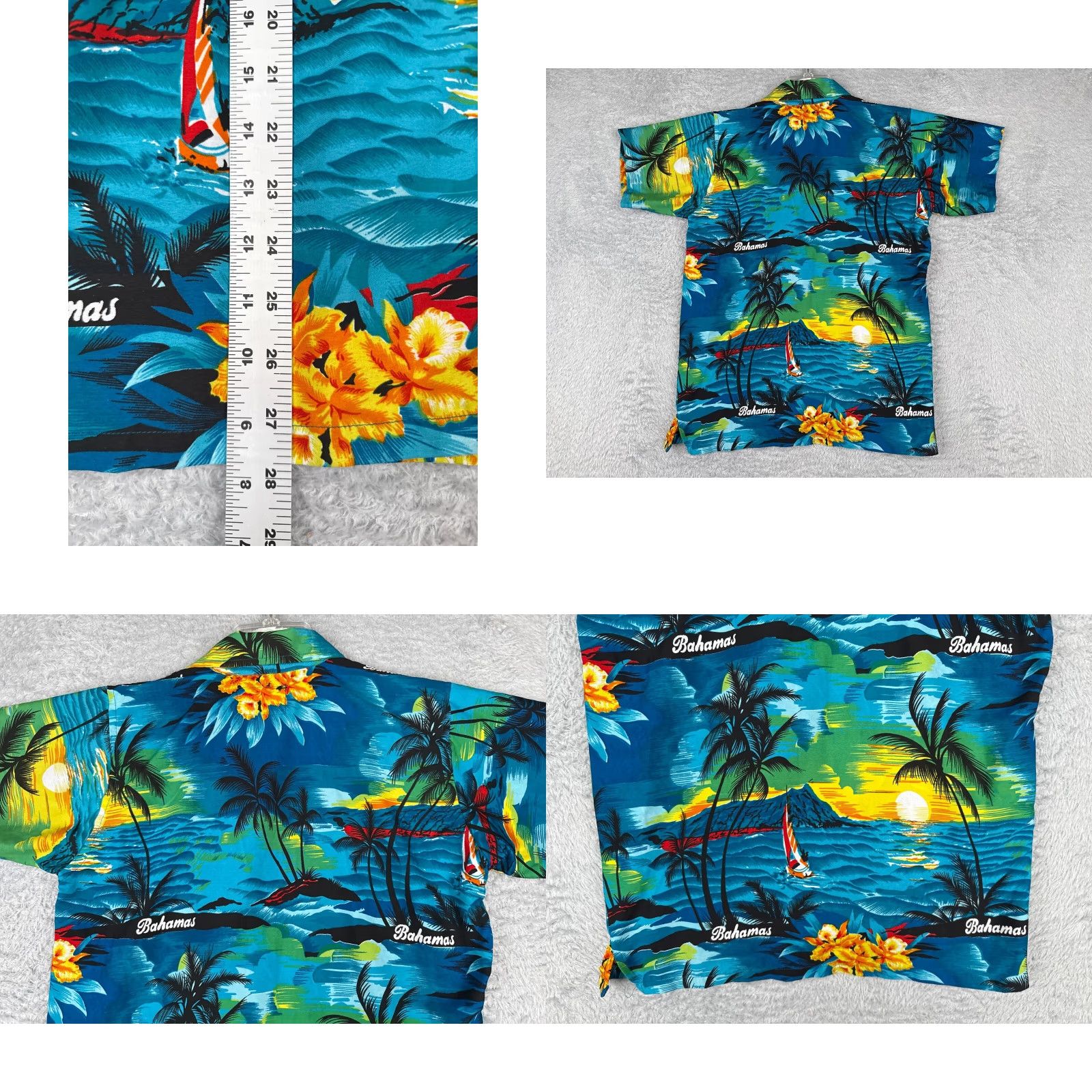 Esprit American Esprit Shirt Men Small Blue Floral Palm Sailboat Polyester Hawaiian Button-Up Short Sleeve Mens Size US S / EU 44-46 / 1 - 9 Thumbnail