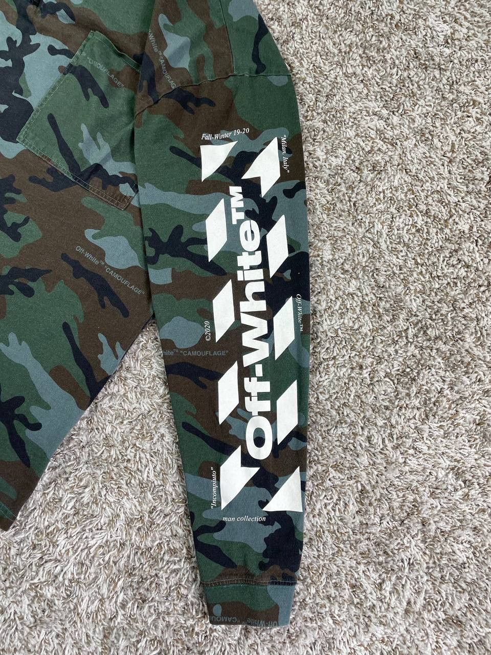 Off-White Off-White Long Sleeve Zip Mock Neck Tee Blue Camo Size US M / EU 48-50 / 2 - 4 Thumbnail