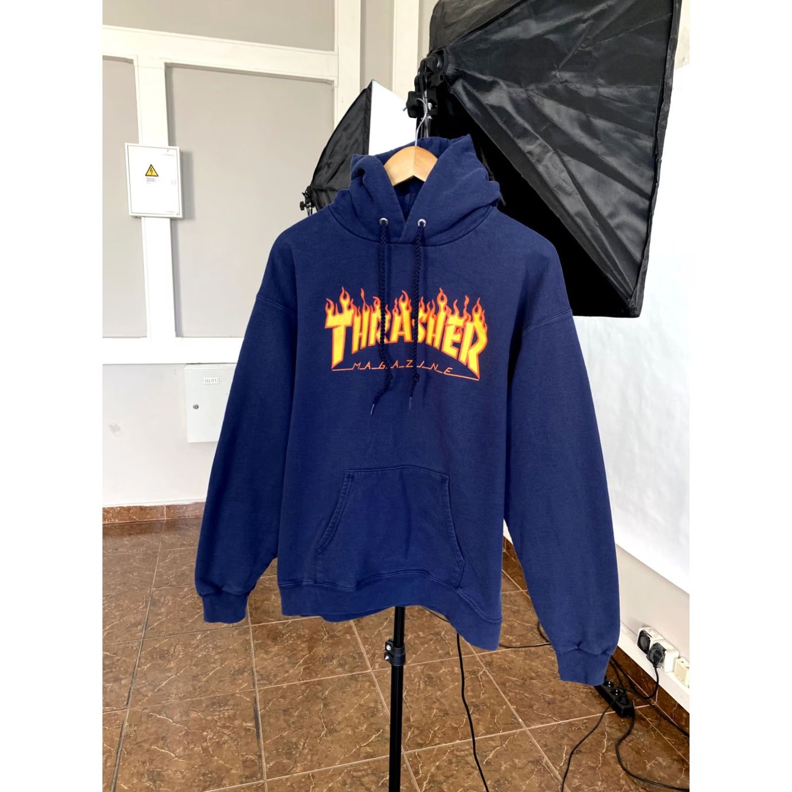 Thrasher VINTAGE Thrasher Hoodie 90s Rare Dark Blue M Mens Size US M / EU 48-50 / 2 - 2 Thumbnail