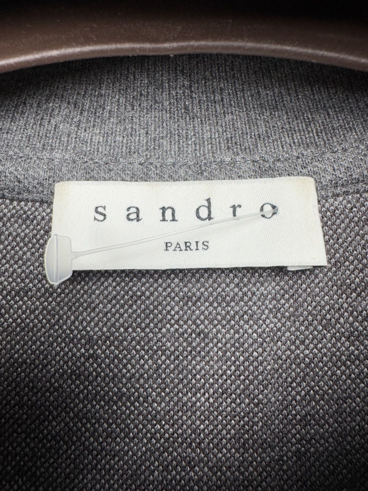 Sandro Sandro Grey Check Print Cotton Pique Polo T-Shirt L-XL Size US XL / EU 56 / 4 - 9 Thumbnail