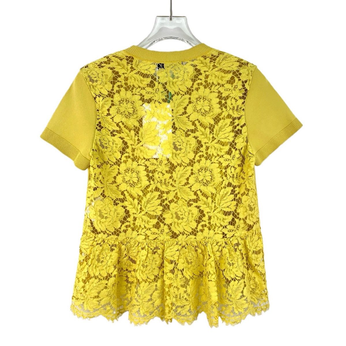 Valentino Valentino Yellow Lace Floral Hollow Short Sleeve K26WX Size XS / US 0-2 / IT 36-38 - 2 Thumbnail