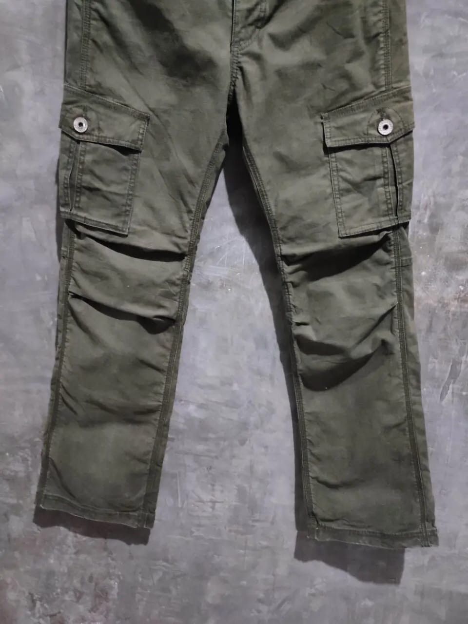 Japanese Brand Drug Store Olive Cargo Flared Pants Size US 33 - 3 Thumbnail