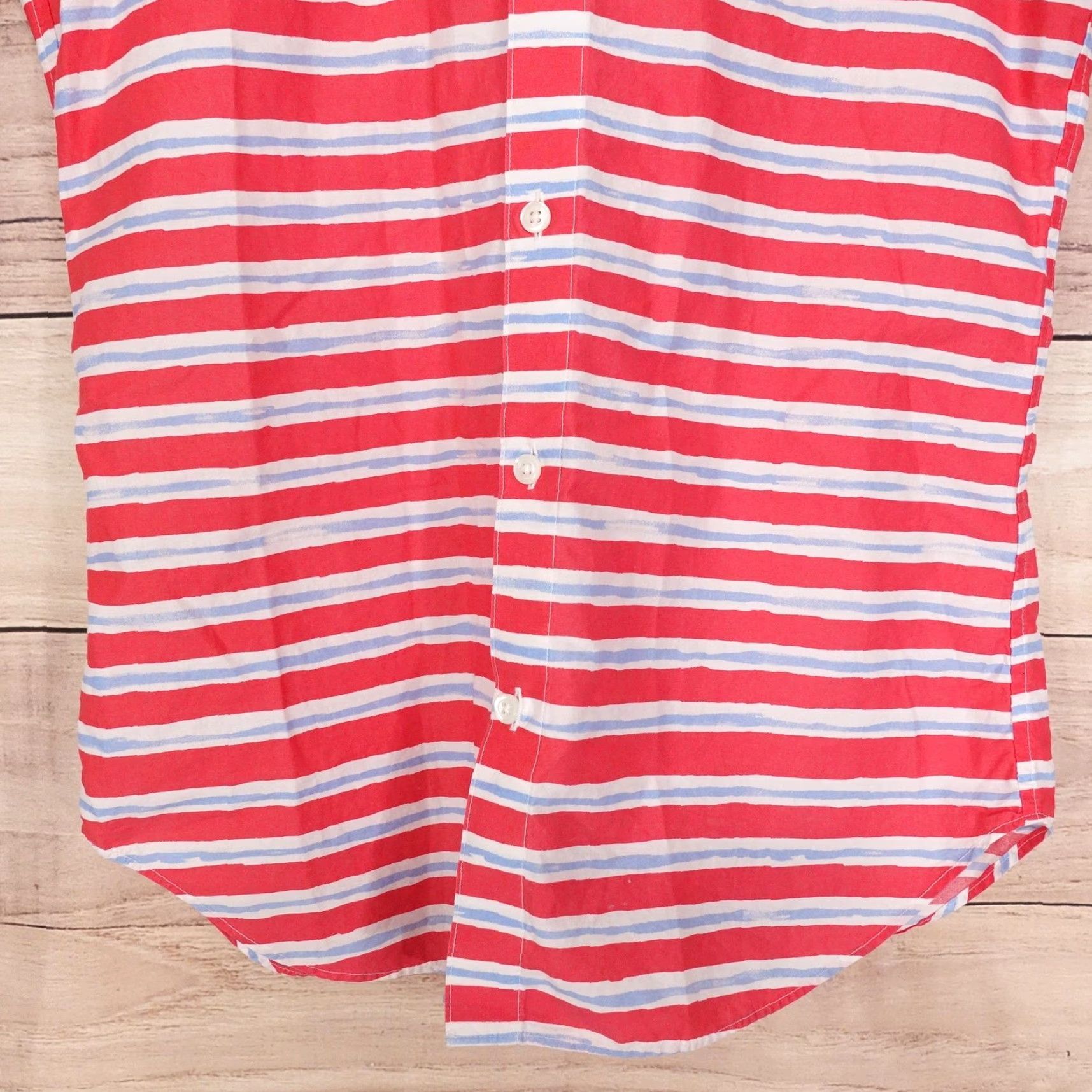 Bonobos BONOBOS Shirt Mens Medium Red White Light Blue Striped Short Sleeve Button-Down Tailored Fit Shirt - 100% Cotton, Slim, Button-Up, Casual Wear Mens Size US M / EU 48-50 / 2 - 3 Thumbnail