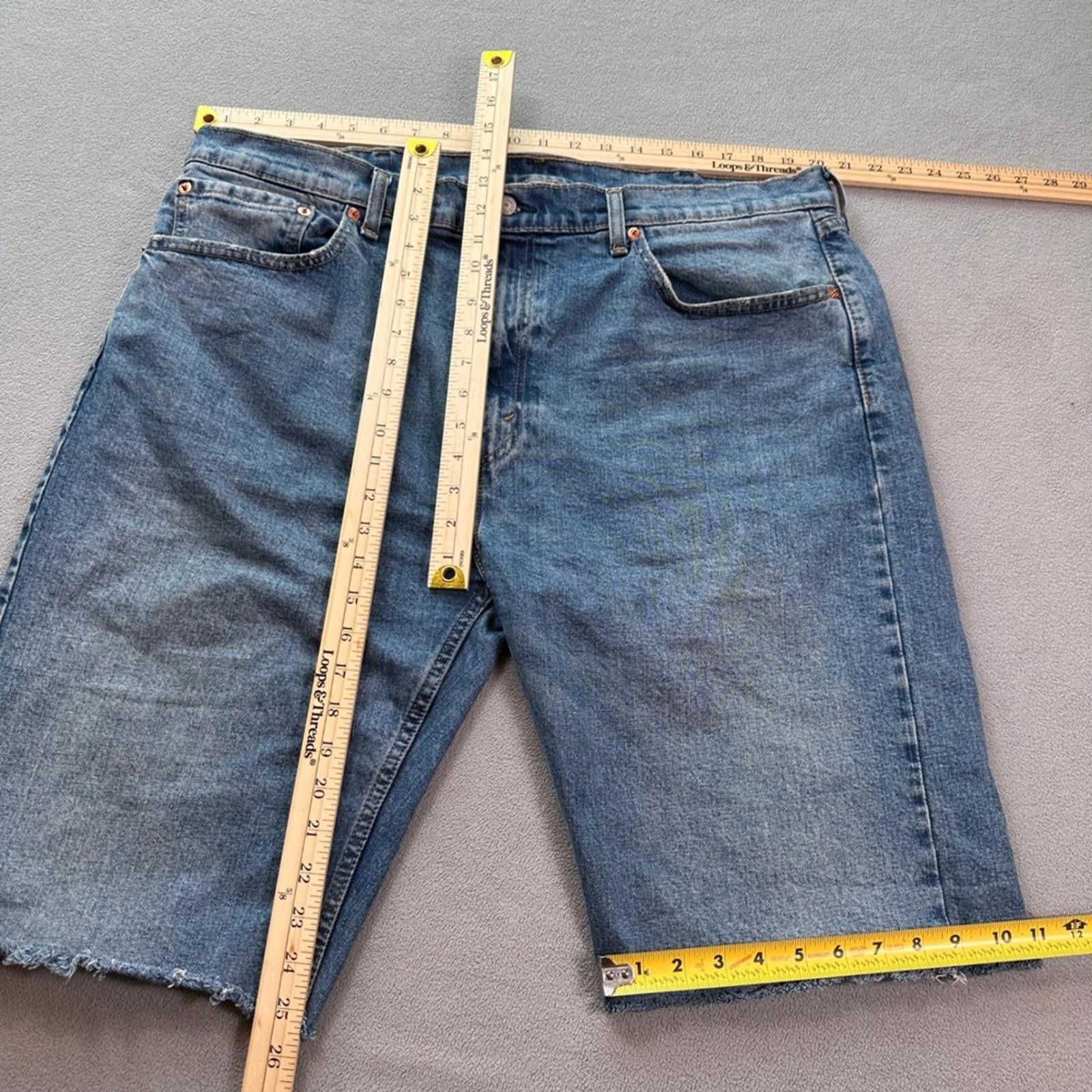 Levi's Levis 505 Mens Jean Denim Cutoff Shorts W40 Blue Frayed Hem Size US 40 / EU 56 - 3 Thumbnail