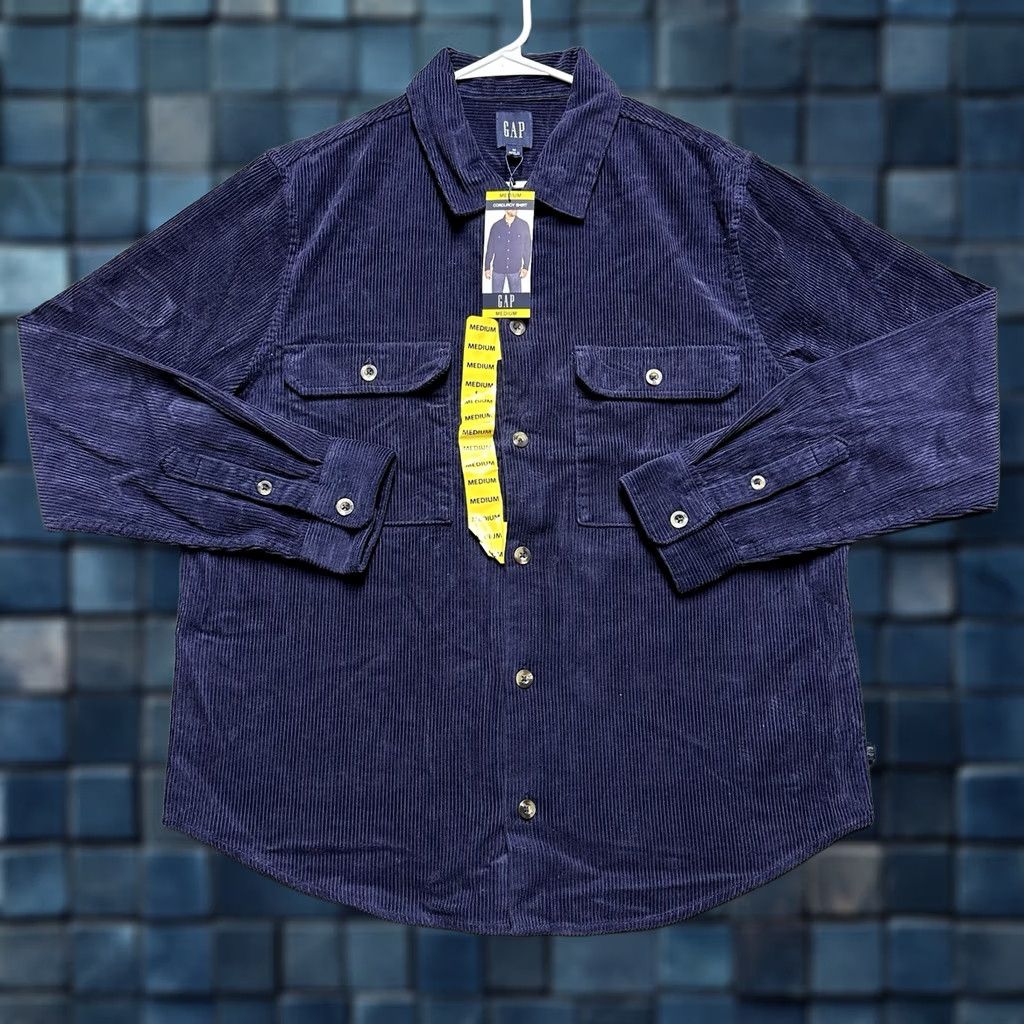 Gap GAP Shirt Mens Medium Eclipse Blue Button Up Corduroy Long Sleeve NWT Size US M / EU 48-50 / 2 - 1 Thumbnail