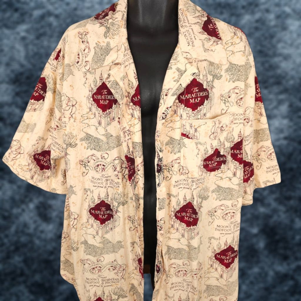 Vintage Harry Potter Camp Shirt Mens Size 2XL Marauders Map All Over Print HANDMADE Size US XXL / EU 58 / 5 - 1 Thumbnail