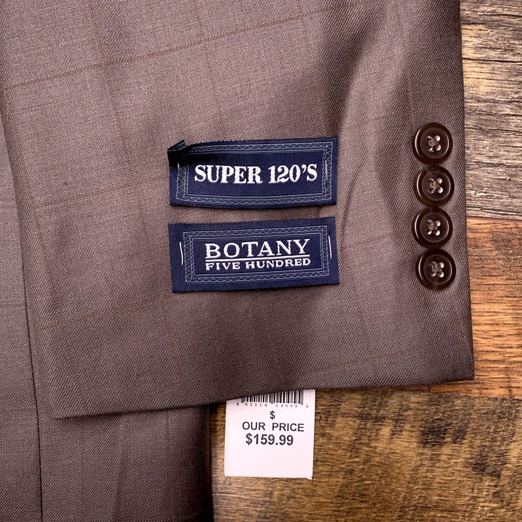 Vintage Botany 500 Suit Jacket Mens 50R Wool Blazer Notch Lapel Four-Button Single-Breasted 52 Chest Brown Size 50R - 6 Thumbnail