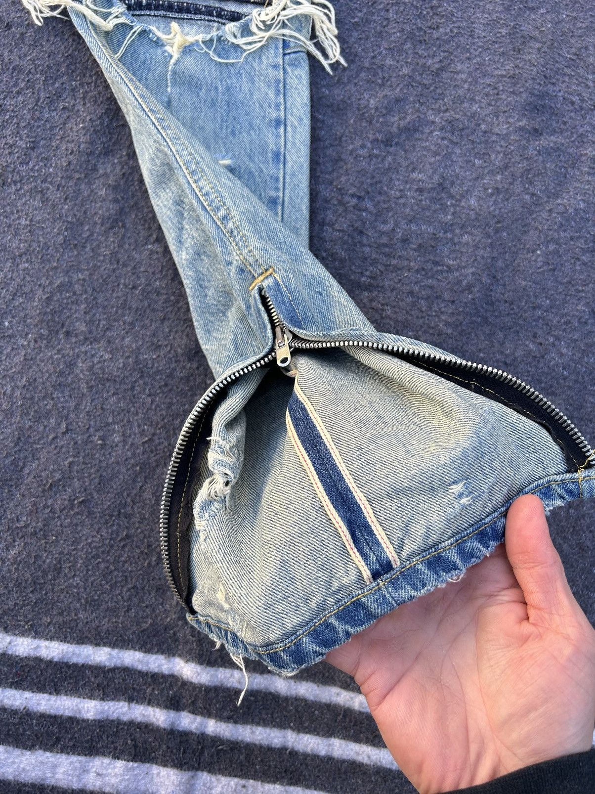 Designer × Japanese Brand HarderStore Distressed Italian Selvedge Denim Size US 34 / EU 50 - 5 Thumbnail