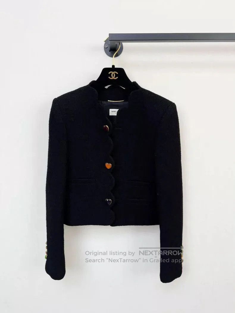Saint Laurent Paris Saint Laurent Heart Button Wool Blend Jacket. Size US M / EU 48-50 / 2 - 1 Thumbnail