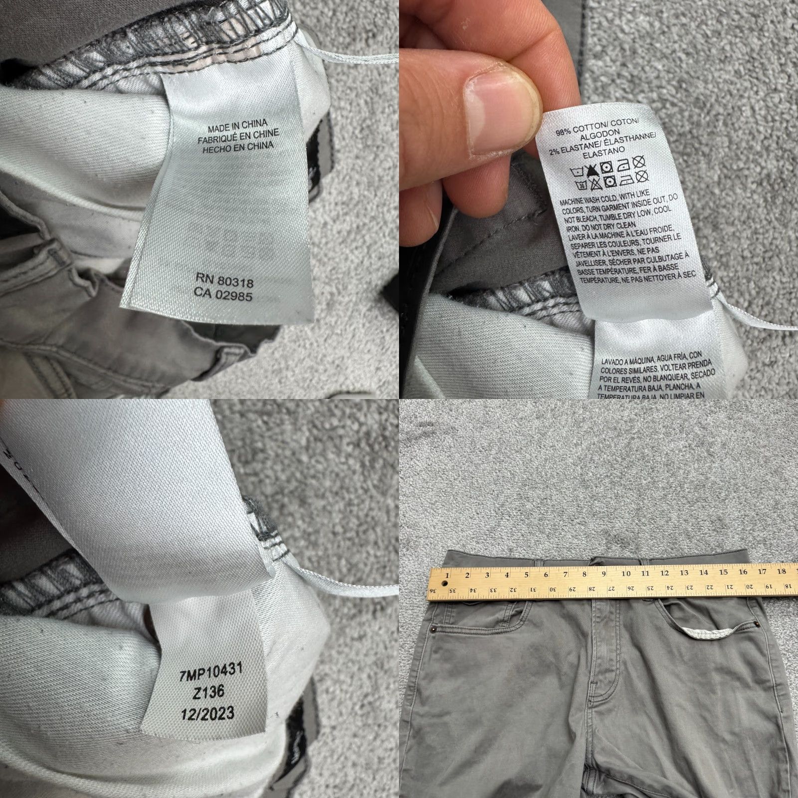 Lucky Brand Lucky Brand Pants Men 33x30 Gray Flat Front Cotton Chino Straight Leg Casual 223 Regular Waist 33 Size US 33 - 9 Thumbnail