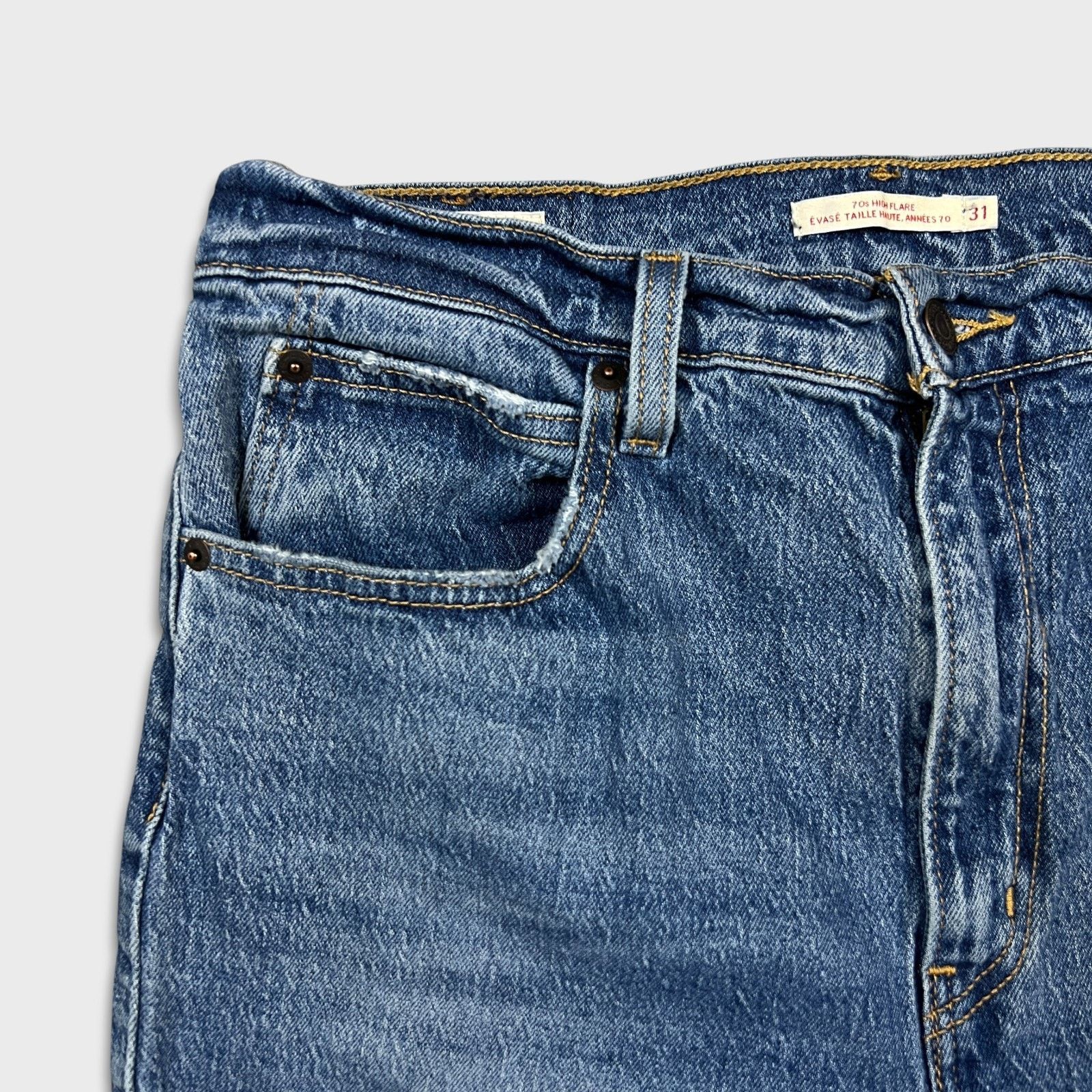 Levi's Levi's 70s High Flare Jeans Womens 31x24 Distressed Denim Size 31" - 3 Thumbnail