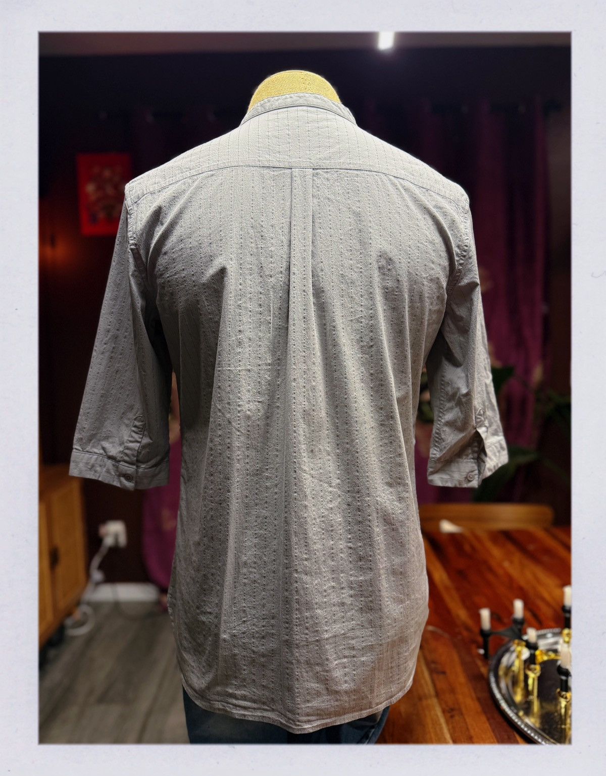 Other Minimalist Stand Collar Shirt – Light Grey Textured Cotton Size US S / EU 44-46 / 1 - 6 Thumbnail