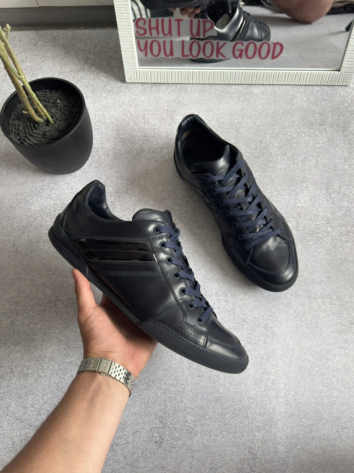 Dior Dior Home B18 Leather Sneakers Navy Blue Shoes men 45 US 12 Size US 12 / EU 45 - 4 Thumbnail