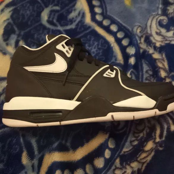 image of Nike Air Flight 89 Shoes in Black White, Men's (Size 10.5)