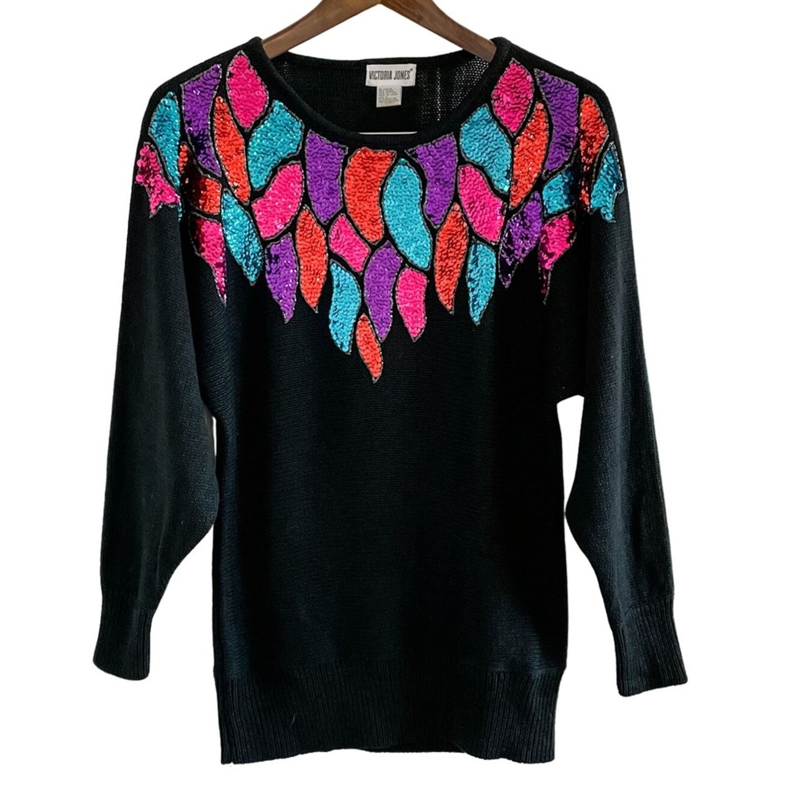 Vintage Vintage 90s vibrant sequin dolman sweater oversized size S Size S / US 4 / IT 40 - 2 Thumbnail