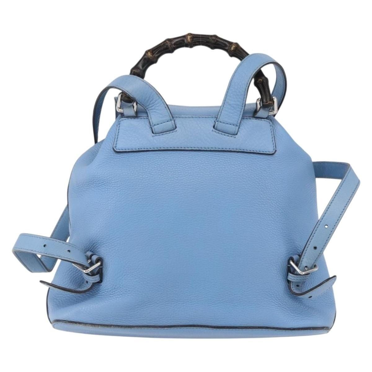 Gucci Gucci Bamboo Leather Backpack Light Blue Size ONE SIZE - 2 Thumbnail