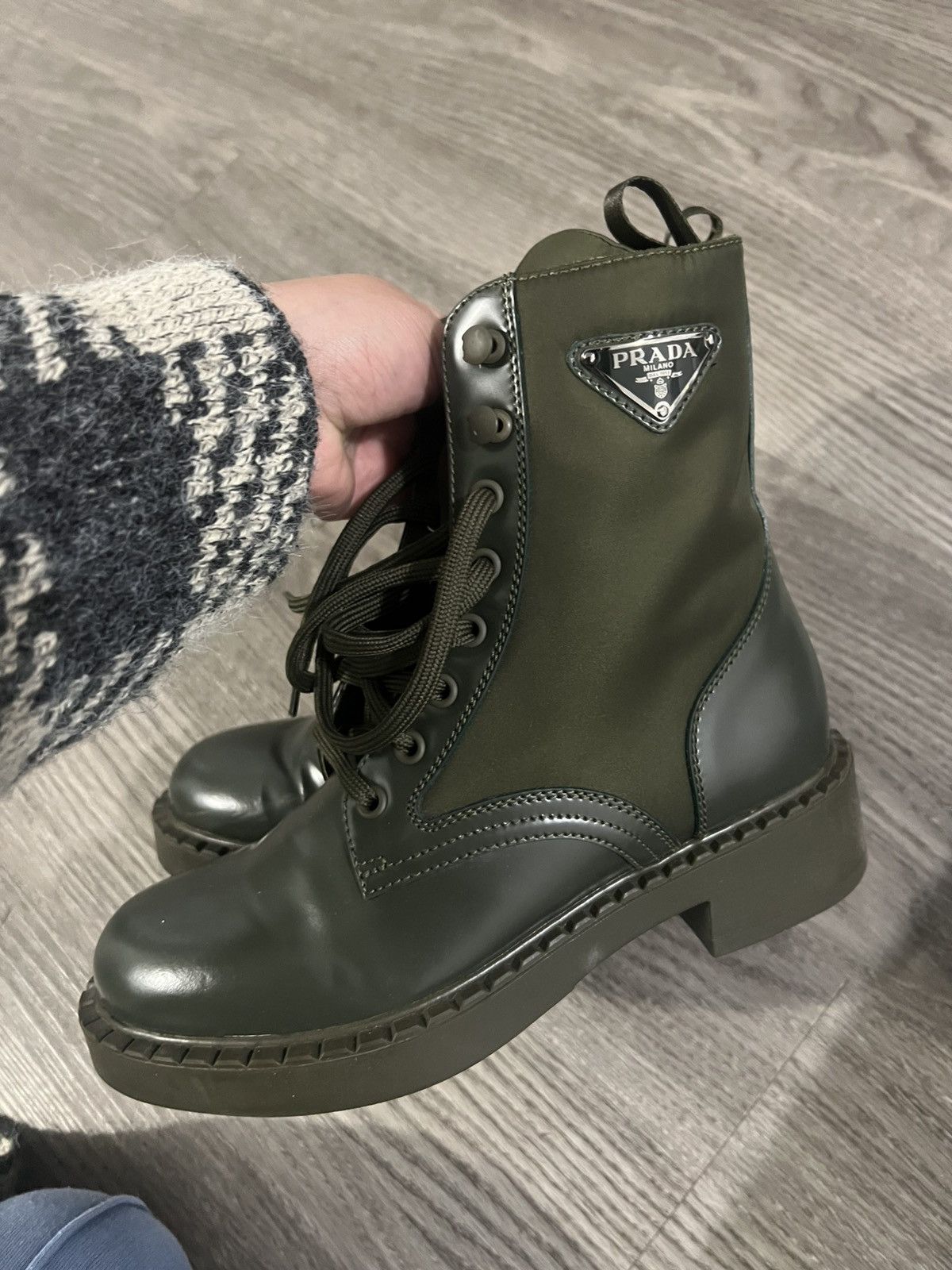 Prada Prada Leather Combat Boots Size US 6 / IT 36 - 2 Thumbnail