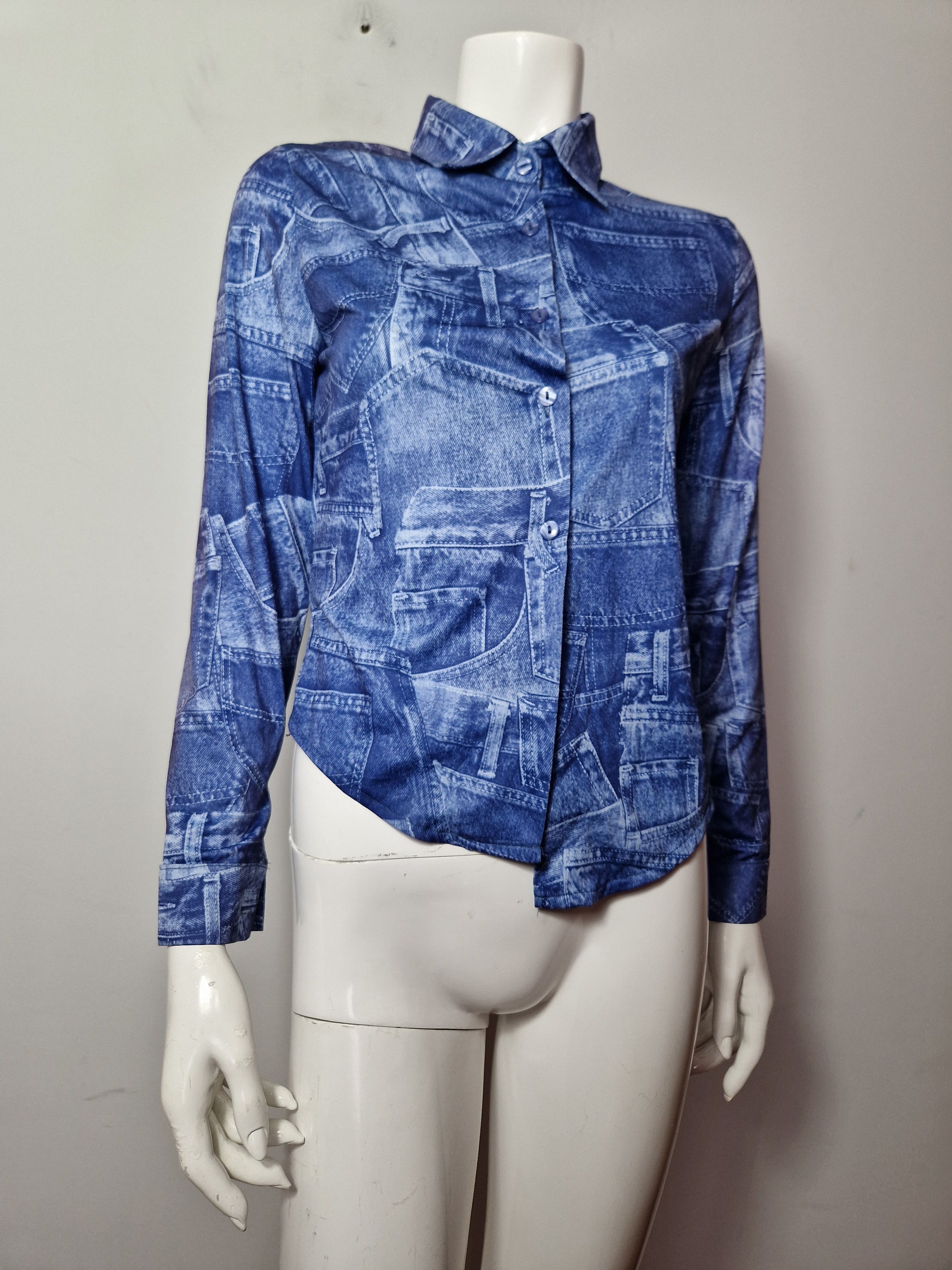Versace Versace Jeans vintage 90s DSWT rare shirt denim print Size L / US 10 / IT 46 - 5 Thumbnail