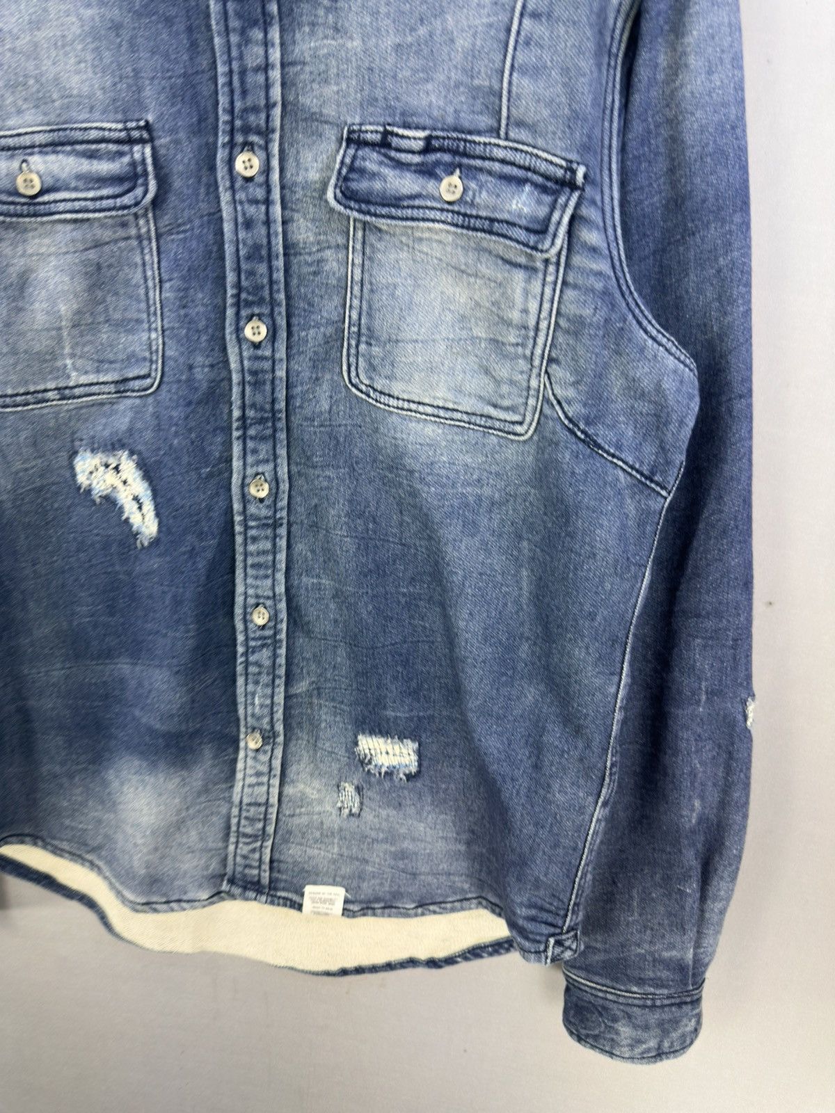 Japanese Brand Azul by Moussy Distressed Flannel Workwear Shirt Size US L / EU 52-54 / 3 - 3 Thumbnail