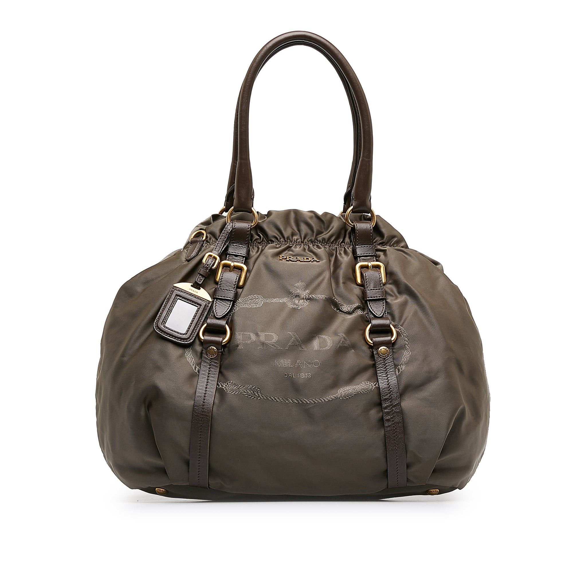 image of Prada Canapa Logo Tessuto Tote Tote Bag in Brown, Women's