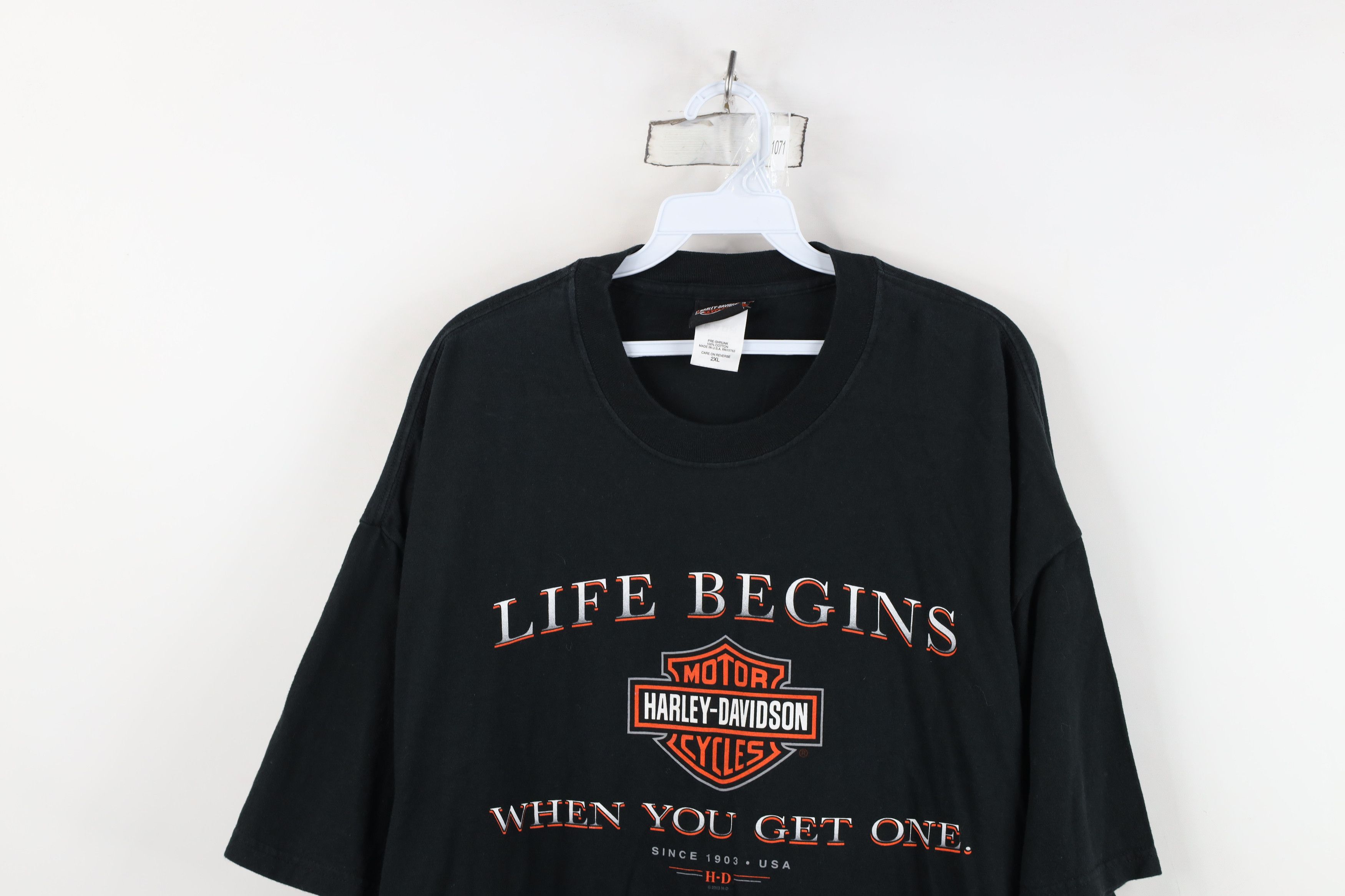 Harley Davidson Vintage Y2K 2003 Harley Davidson Spell Big Logo T-Shirt USA Size US XXL / EU 58 / 5 - 2 Thumbnail