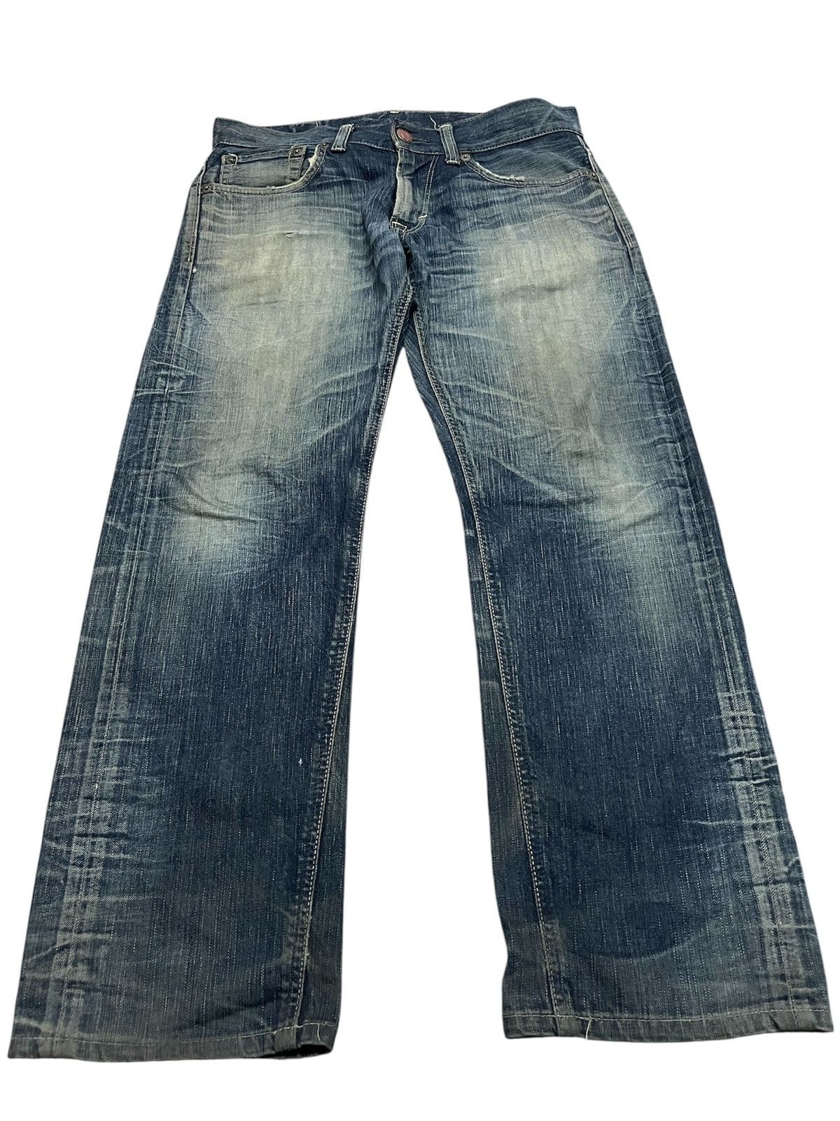 If Six Was Nine 💥Vintage Y2K Edwin Distressed Straight Cut Jeans Size US 34 / EU 50 - 2 Thumbnail