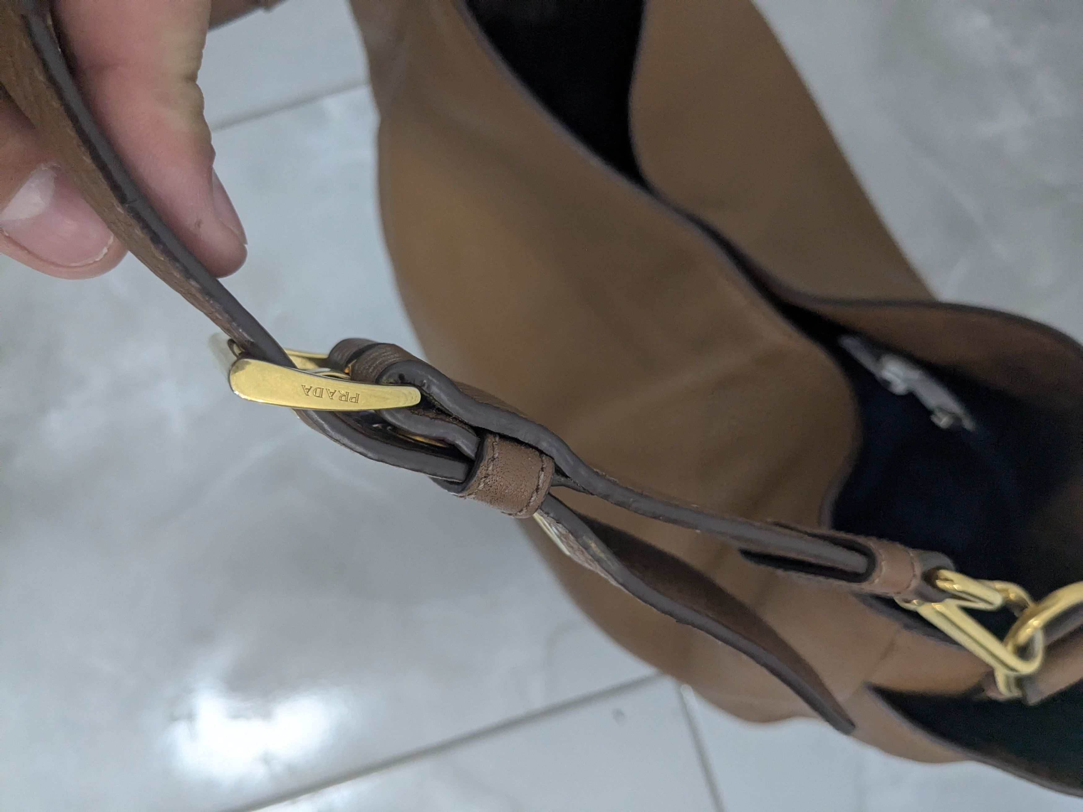 Prada Prada Camel Daino Leather Hobo Shoulder Bag Size ONE SIZE - 8 Thumbnail