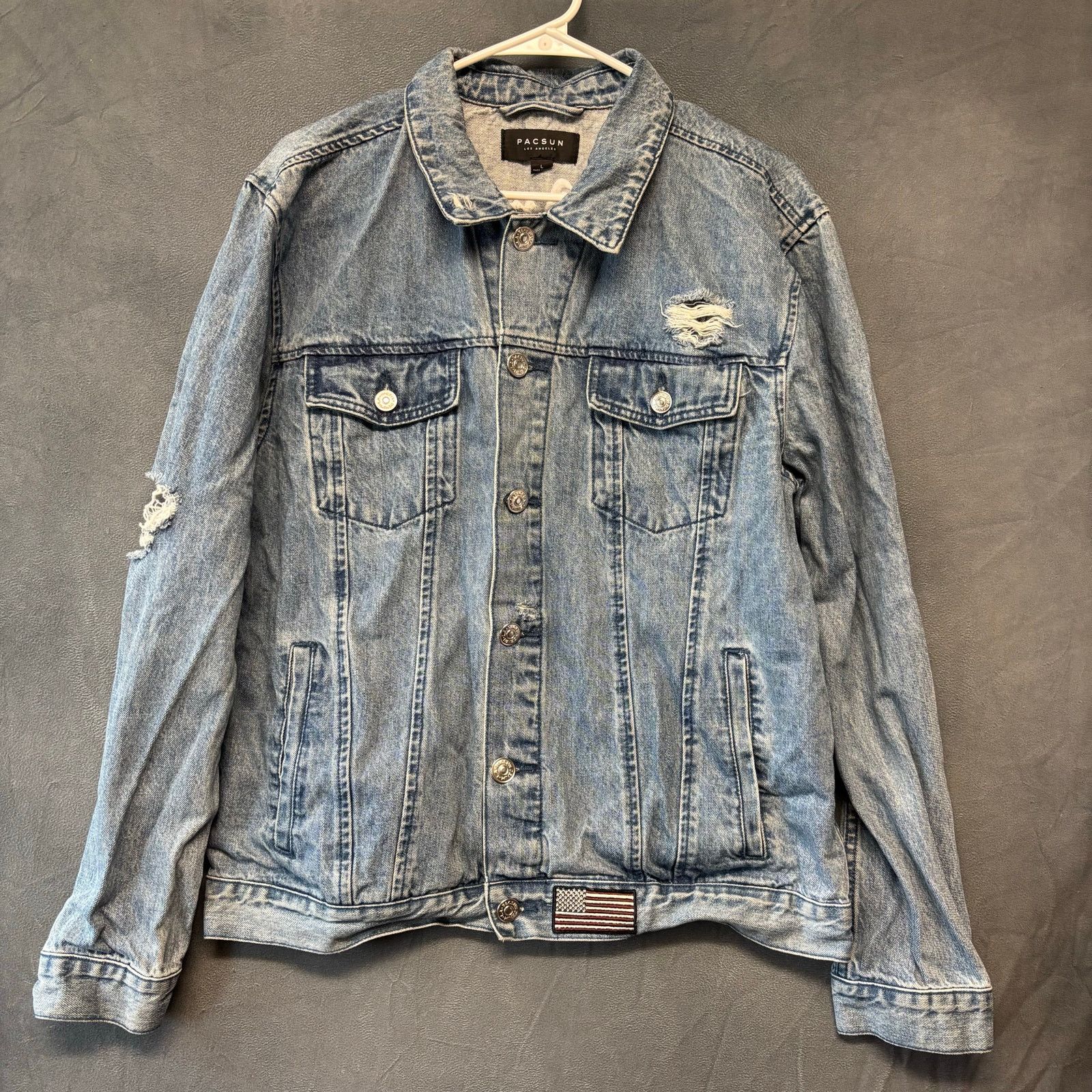 & Other Stories Pac Sun Denim Jacket Los Angeles Roses Embroidered Distress Size L / US 10 / IT 46 - 1 Thumbnail