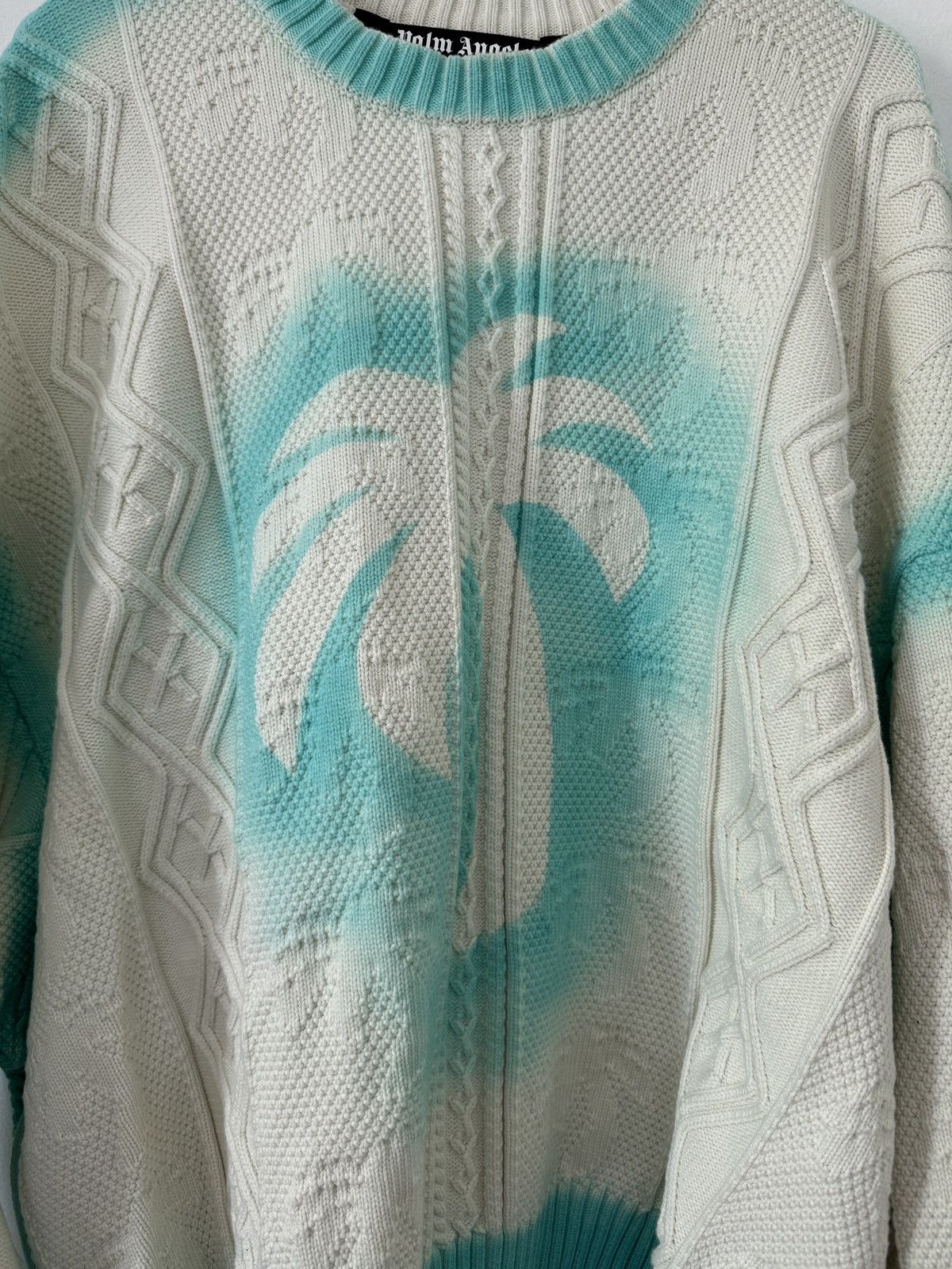 Palm Angels Palm Angels Off White Sprayed Palm Sweater Size US L / EU 52-54 / 3 - 4 Thumbnail