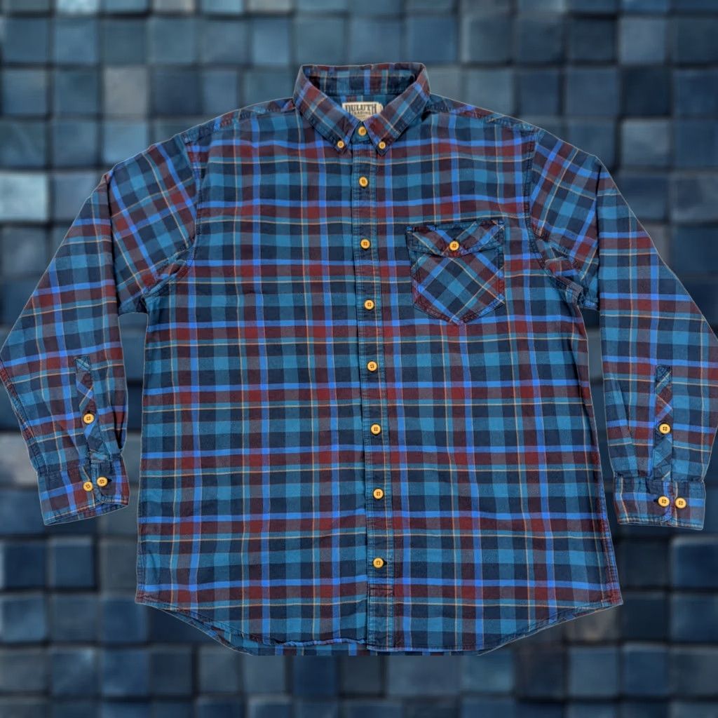 All Blues Duluth Mountain Oxford Flannel Shirt Men’s XL Tall Blue Red Plaid Cotton Button-Up Shirt- Blue, 52 in Chest, Big & Tall, Relaxed Fit Size US XL / EU 56 / 4 - 1 Thumbnail