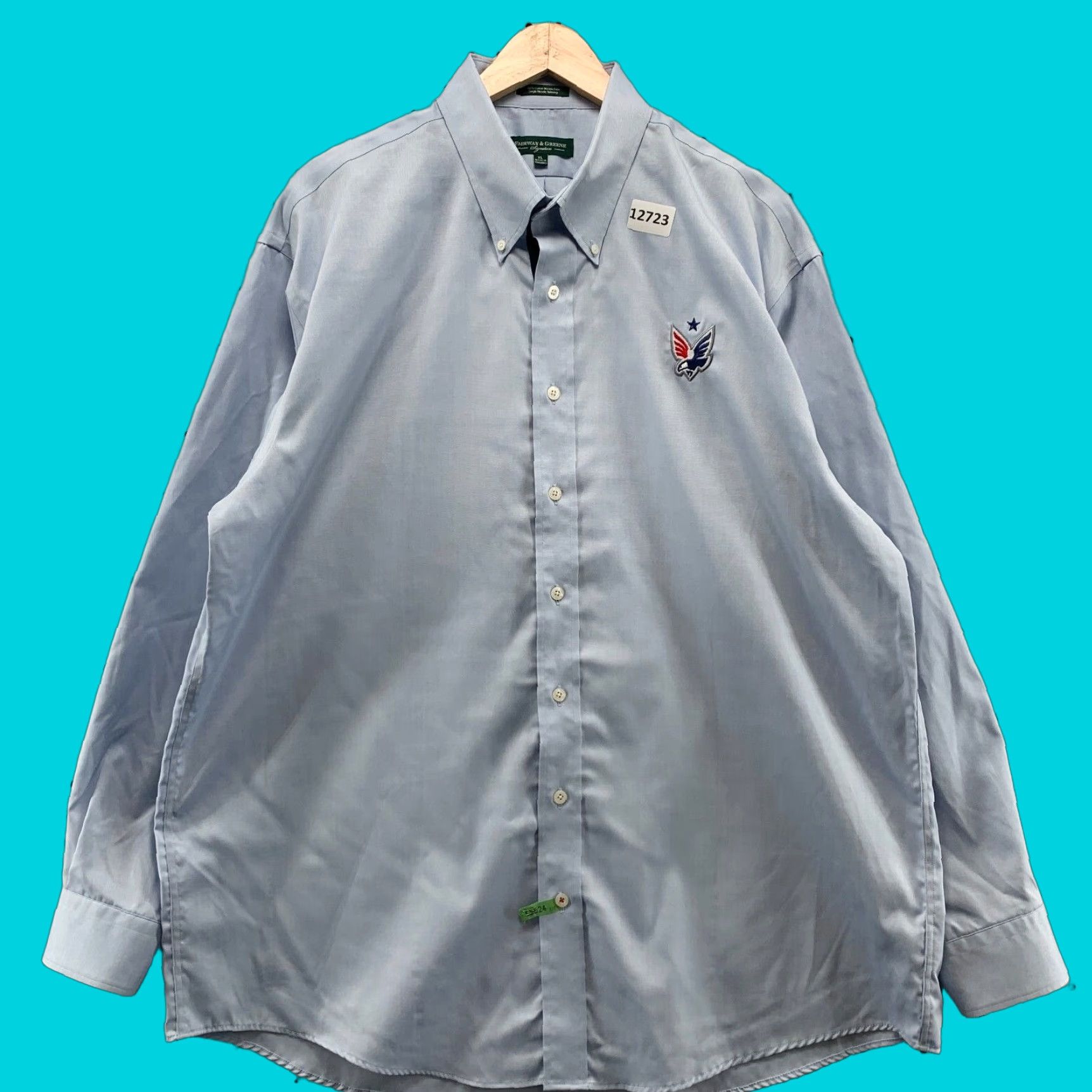 Needles VINTAGE Fairway & Greene Button-Up Shirt Blue Solid Extra Large Long Sleeve Sports Mens Size US XL / EU 56 / 4 - 1 Thumbnail