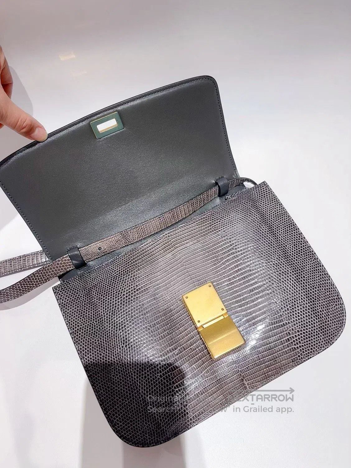 Celine Celine Box Medium Lizard Skin Gray. Size ONE SIZE - 2 Thumbnail
