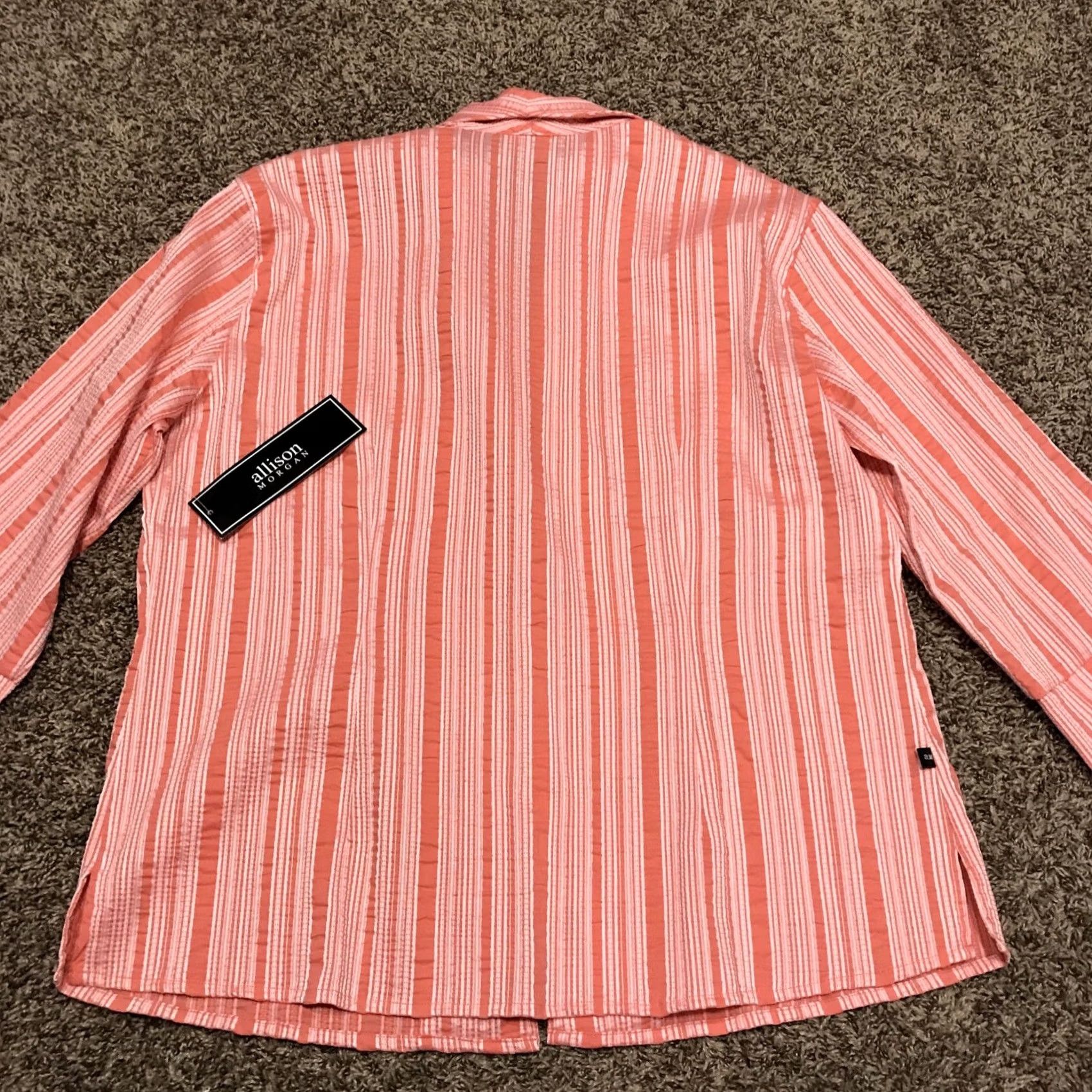 Vintage Coral Button-Up Shirt Cotton Blend Striped Long Sleeve Women XL Regular Aller? (Note: There is ambiguity due to provided data) Size XL / US 12-14 / IT 48-50 - 4 Thumbnail
