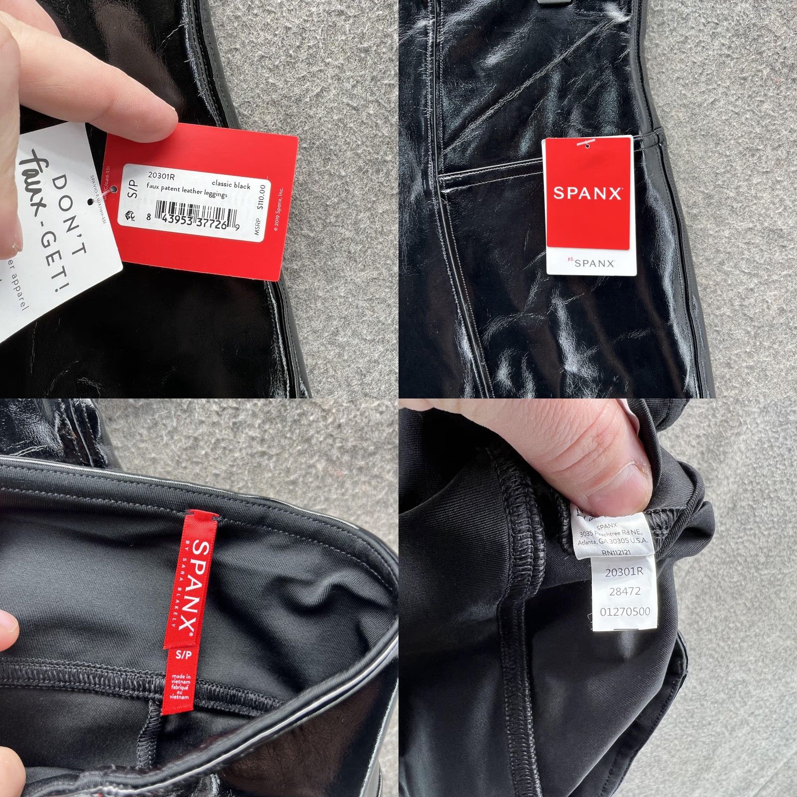 Spanx Spanx Pants Womens Small Black Faux Patent Leather Leggings High Rise Shaping Size 28" / US 6 / IT 42 - 8 Thumbnail