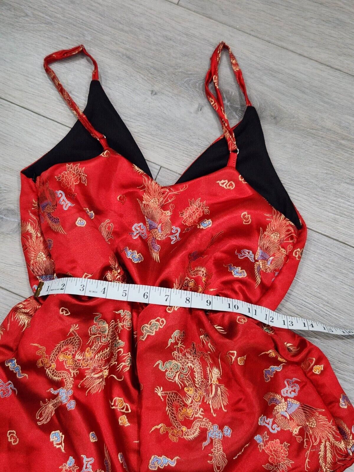 Designer O-mighty Romper Asian Print Shorts Medium Red V Neck Tank Size 32" / US 10 / IT 46 - 5 Thumbnail