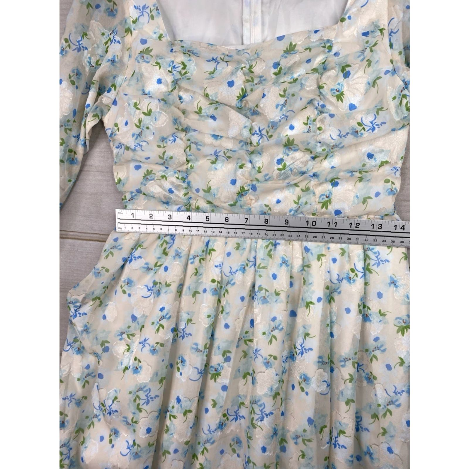 Shein VINTAGE SheIn Dress S Floral Prairie Cottagecore Ruched Bodice Flowy Midi Sheer Overlay Size S / US 4 / IT 40 - 6 Thumbnail