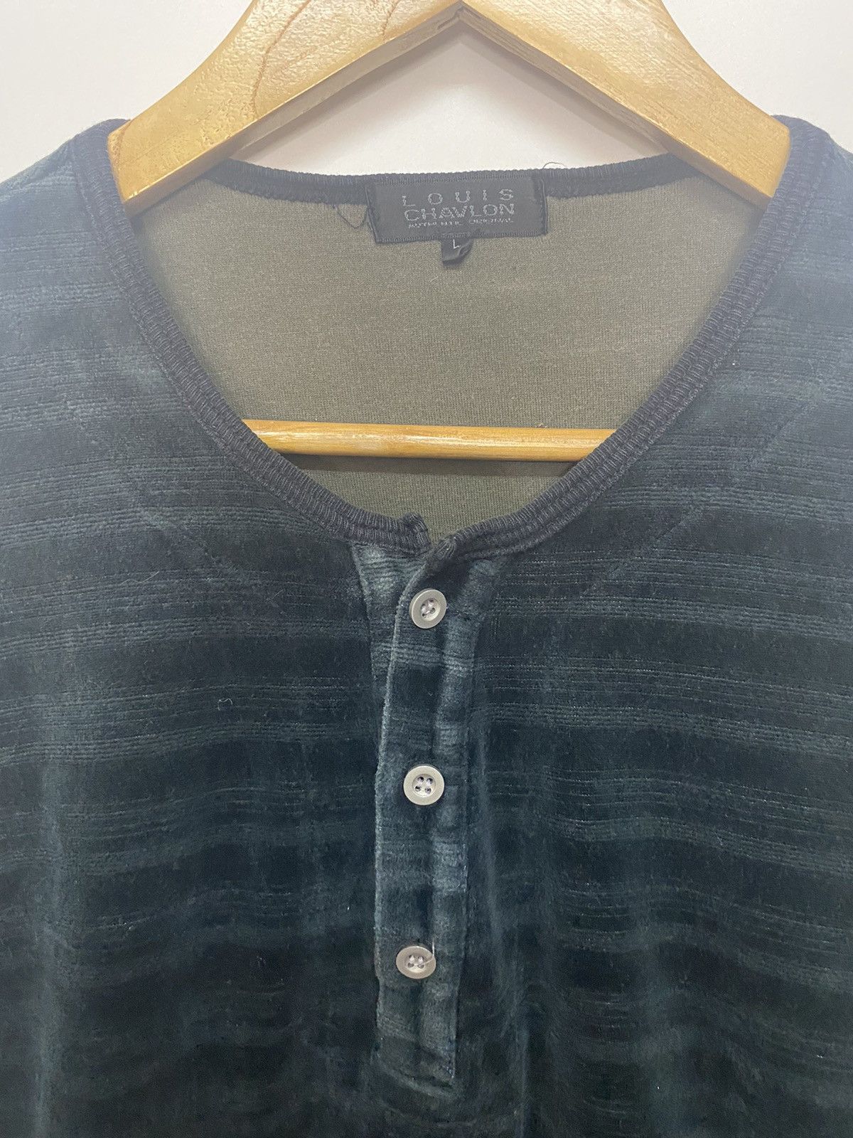 Designer × Japanese Brand Louis Chavlon Long Sleeve Velvet Striped Shirts Sweater Size US L / EU 52-54 / 3 - 9 Thumbnail