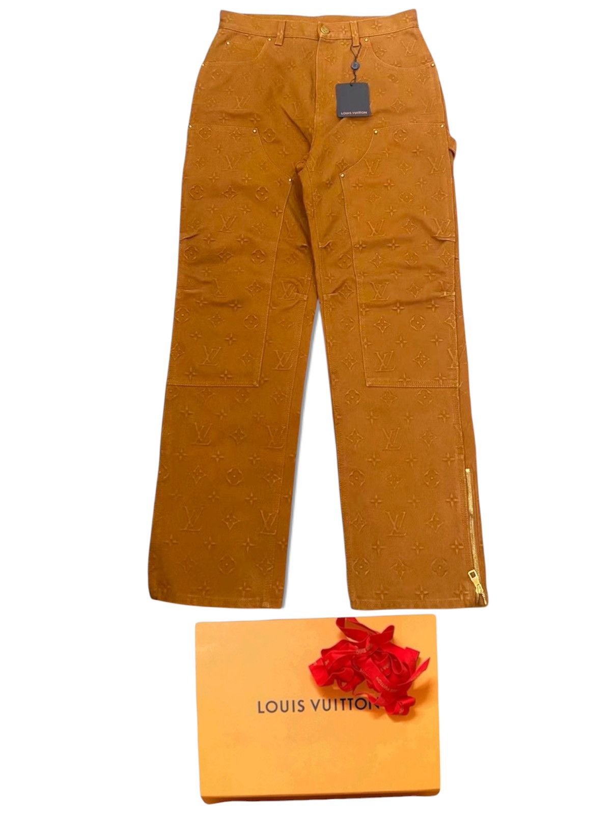 Louis Vuitton LOUIS VUITTON 34 Brown Carpenter Monogram Denim Jeans Size US 34 / EU 50 - 1 Thumbnail