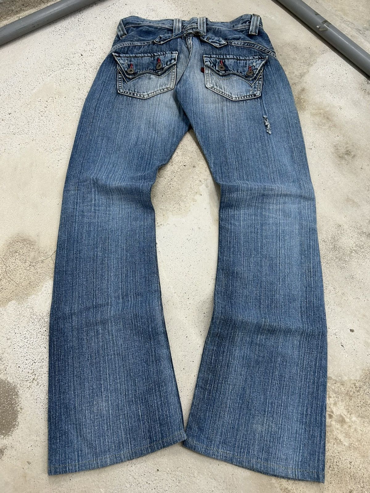 Japanese Brand Edwin Rude Zero Flare Washed Distressed Size US 30 / EU 46 - 2 Thumbnail
