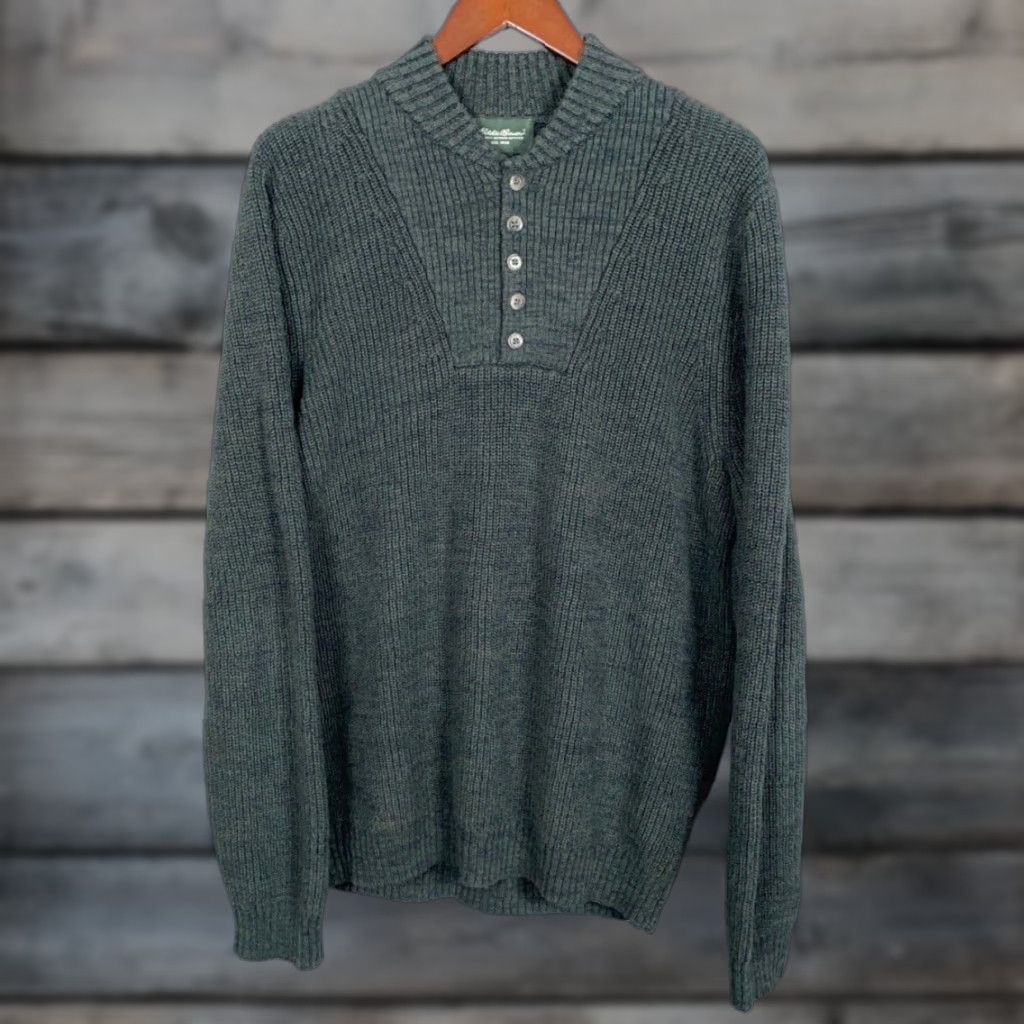 Eddie Bauer VINTAGE Eddie Bauer Men’s Large Green Henley Sweater Shirt? Size US L / EU 52-54 / 3 - 1 Thumbnail