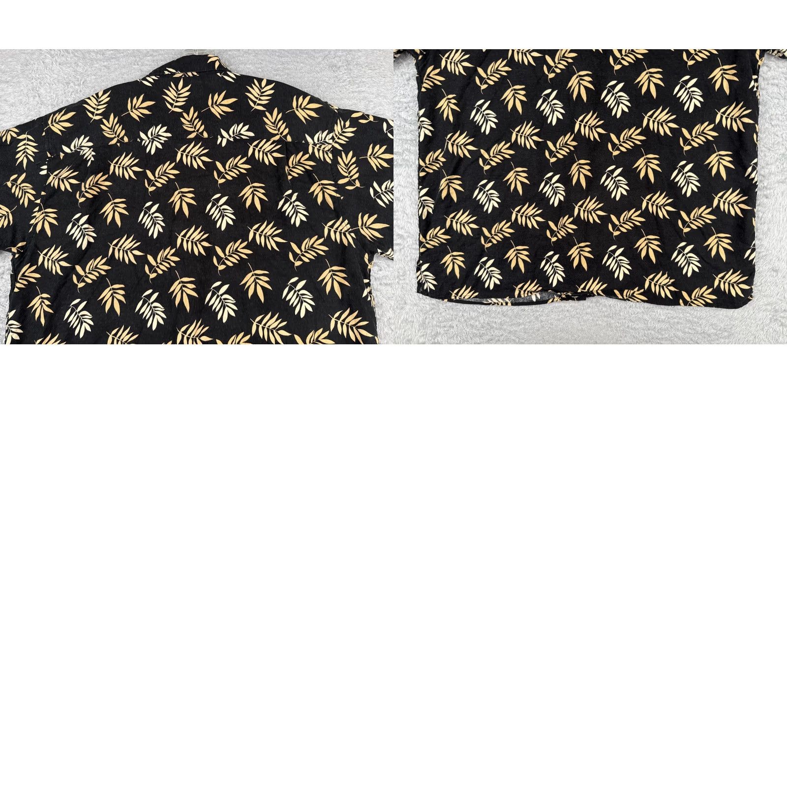 Vintage Foliage Shirt Men 2XL Black Beige Leaf Linen Rayon Blend Button-Up Hawaiian Aloha Resort Beach Vacation Casual Vintage No Size US XXL / EU 58 / 5 - 9 Thumbnail