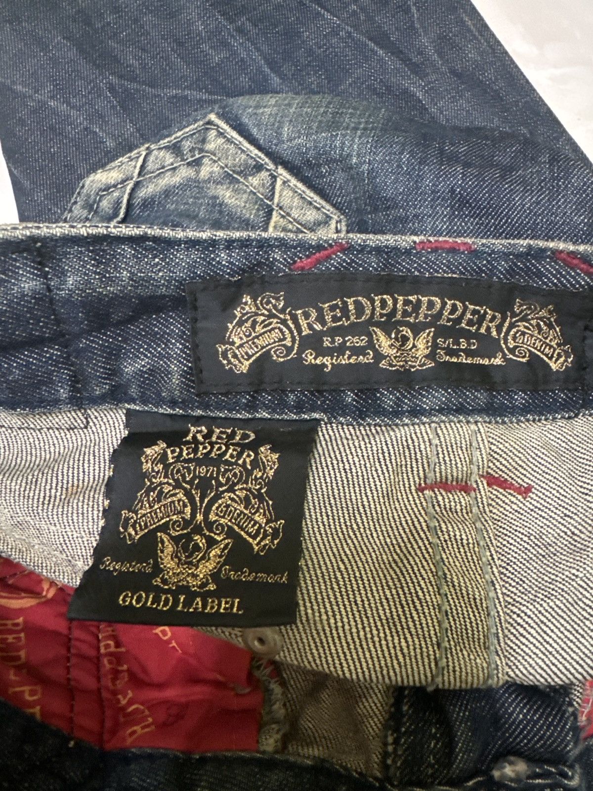 Japanese Brand Flare REDPEPPER Patches Zipper Clawmark Low Rise Denim Size US 29 - 15 Thumbnail