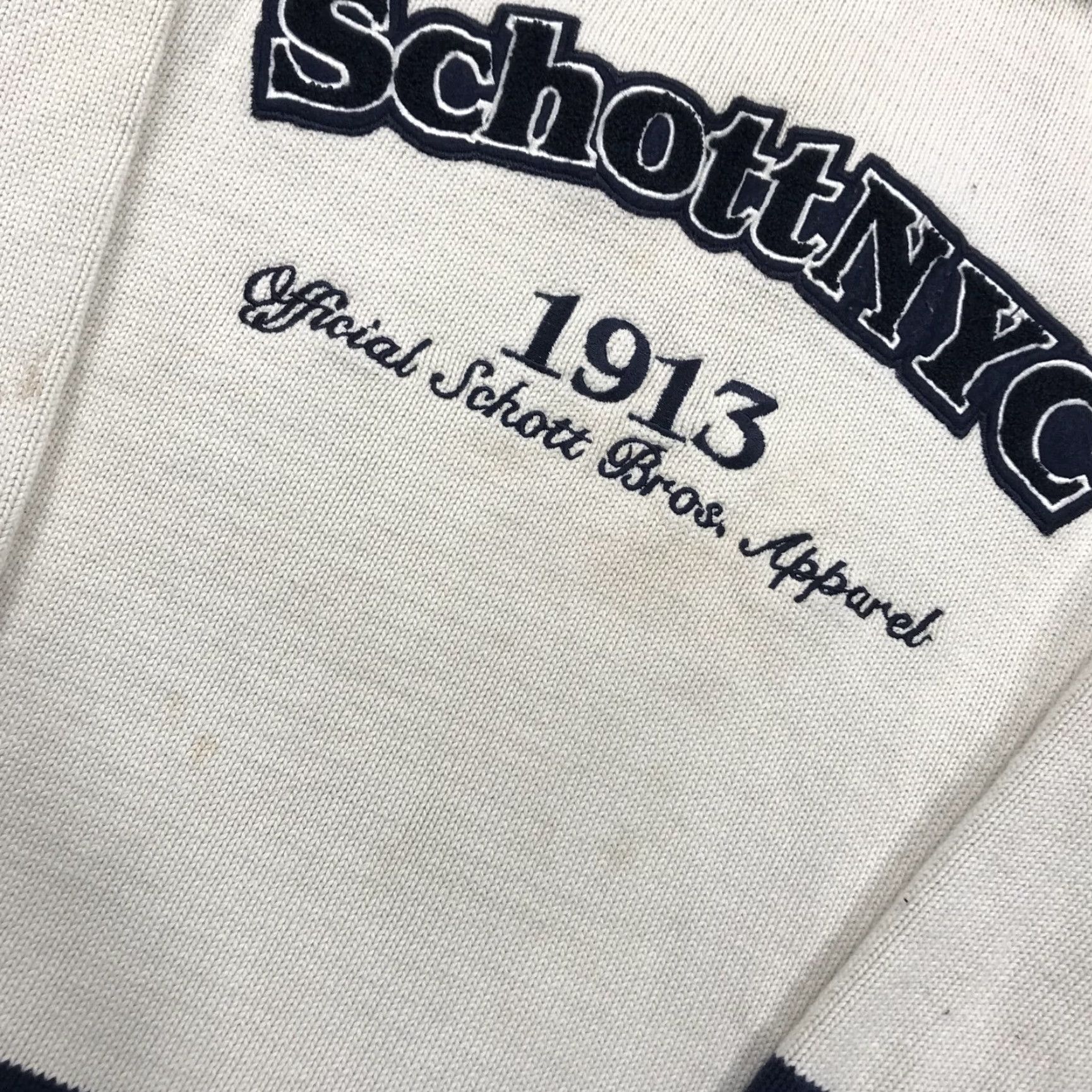 Schott VINTAGE Schott NYC Sweater Mens XL Beige Cream NYC Spell Out Mock Neck Cotton Knit Shirt Pullover Winter Fall Spring Mens Size US XL / EU 56 / 4 - 5 Thumbnail