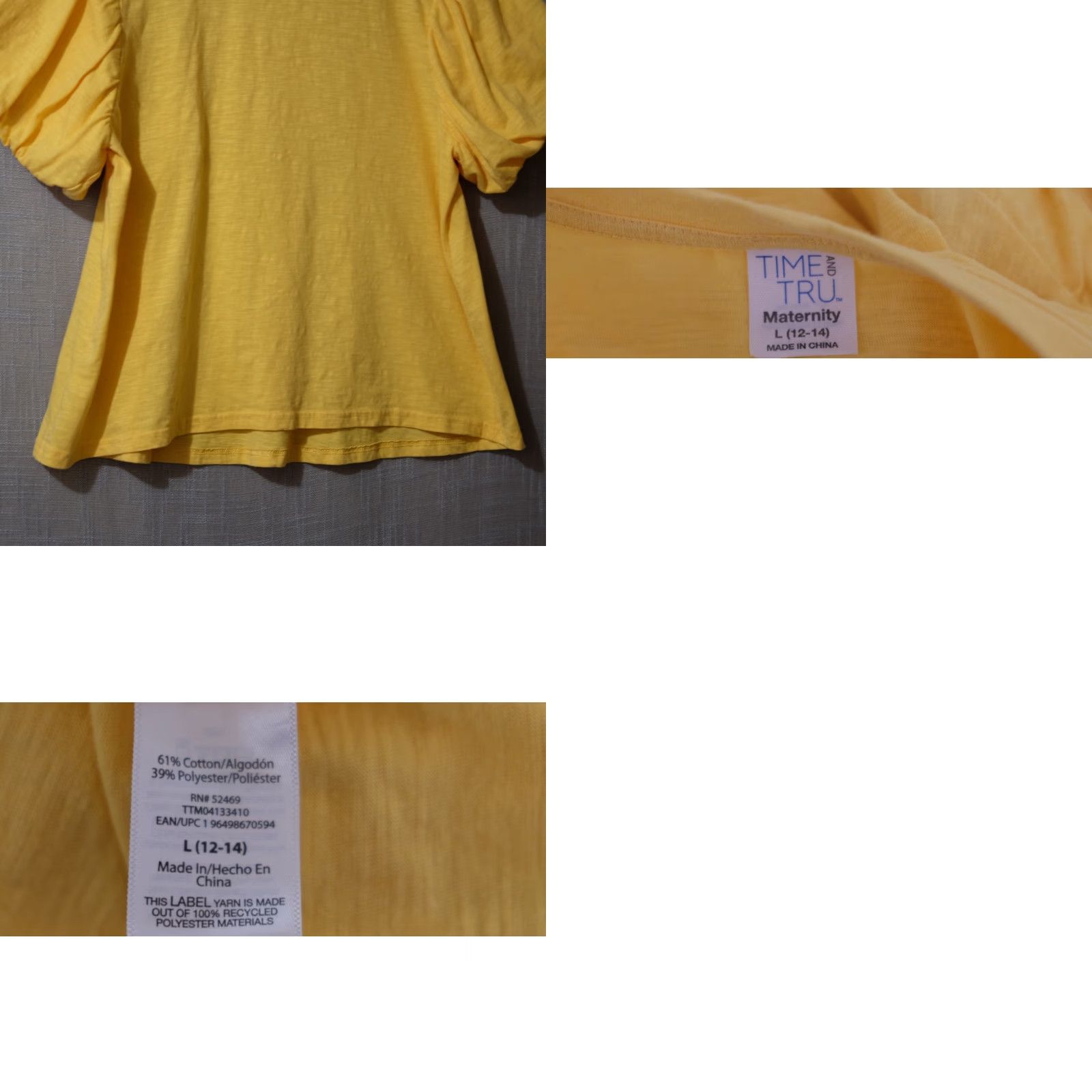 Vintage EUC Time And Tru Maternity Puff Short Sleeve Tee Marigold Womens L Time And Tru Shirt Maternity Puff Sleeve Marigold Womens L Size 36" / US 14 / IT 50 - 8 Thumbnail