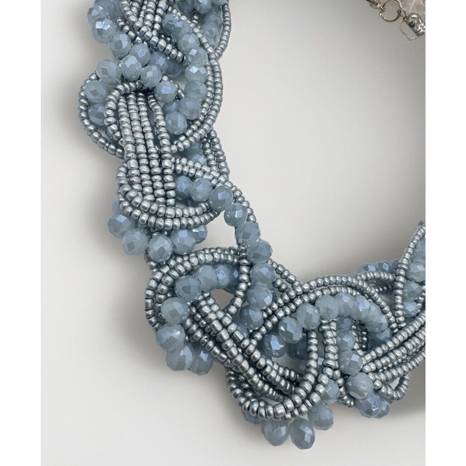 Other VINTAGE GLASS BEADED WOLVEN GRAY NECKLACE Size ONE SIZE - 2 Thumbnail