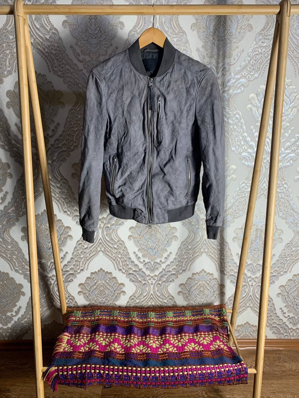 ALLSAINTS KEMBLE SUEDE LEATHER BOMBER MAN JACKET Y2K LUXURY